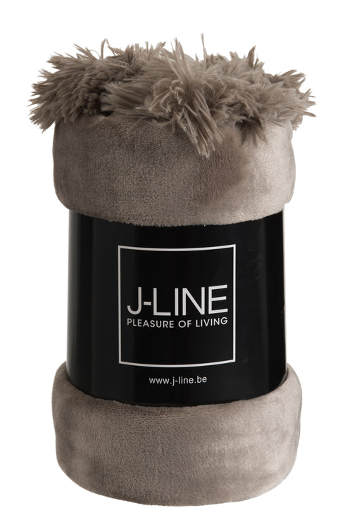 J-Line Plaid Pompom - polyester - taupe - 170 x 130 cm - vtwonen shop