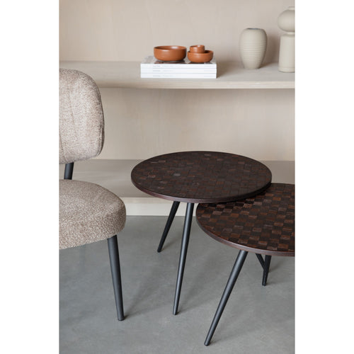 Housecraft Living Webster Bijzettafel Rond Teak Hout Bruin - Set van 2 - vtwonen shop