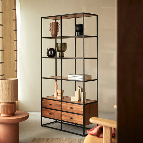 Tikamoon Boekenkast van massief acacia en metaal - Naturel - vtwonen shop