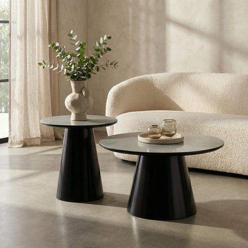 Furnhouse salontafel set Tango - Lichtgrijs - Ø 45/80 cm