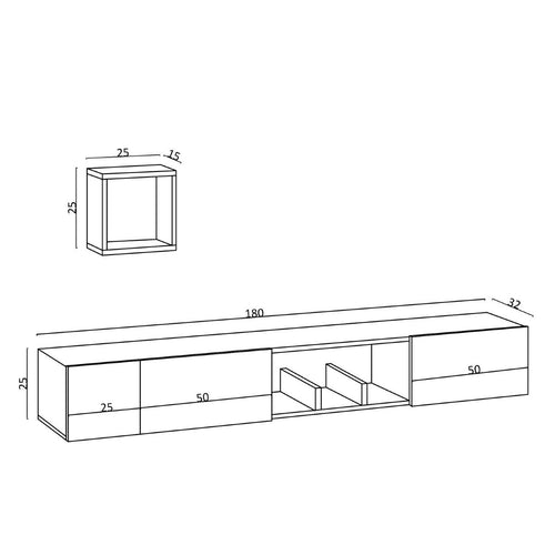 Calicosy - AVIOR TV-meubel - Licht hout - 32x180x25 cm