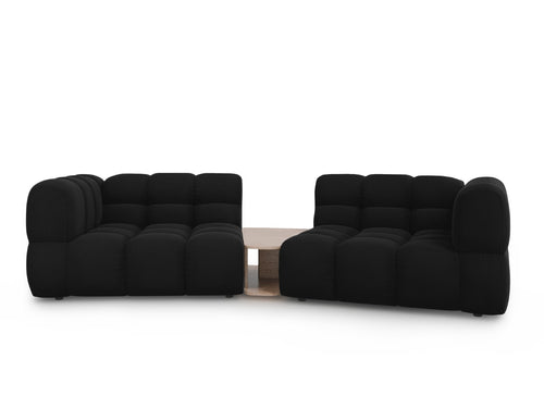 Cosmopolitan Design Modulaire bank Sky 2-zits, flueel, zwart - 148x280x70cm