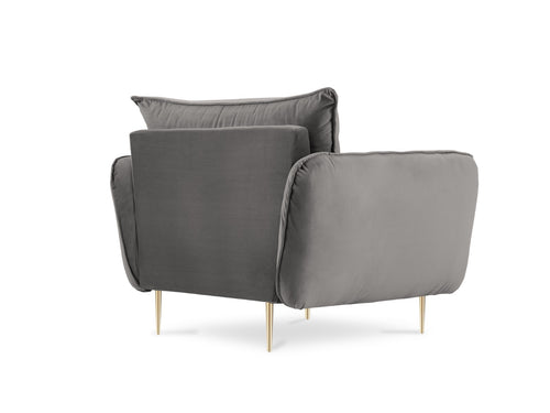 Cosmopolitan Design Fauteuil Vienna flueel, lichtgrijs - 94x97x95cm
