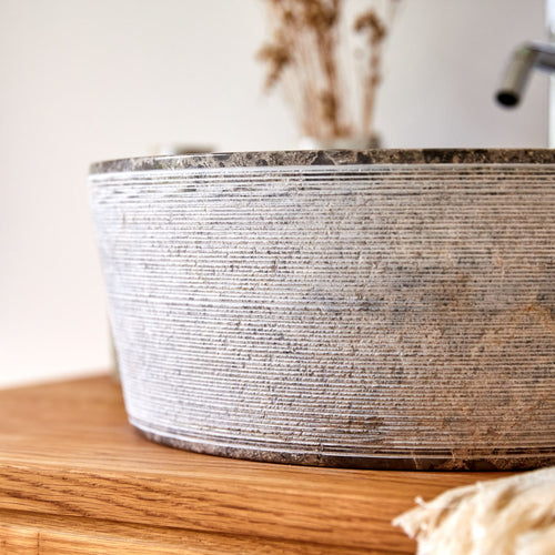 Tikamoon Marmeren waskom in grey ∅ 40 cm - Grijs