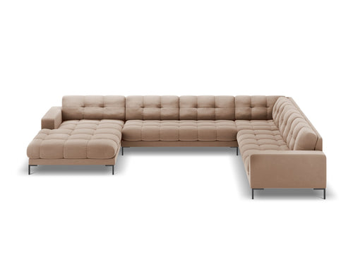Cosmopolitan Design Panoramische hoekbank rechts Bali 7-zits, flueel, beige - 256x327x75cm