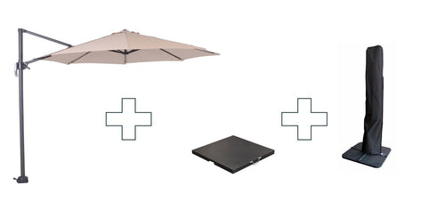 Zweefparasol Hawaii S - met voet en hoes - Ecru - 300 cm - vtwonen shop