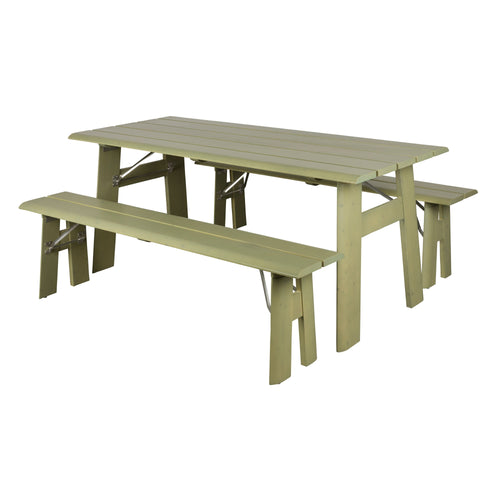 Zuiver Avenue Tuintafel/ Picknicktafel/ Biertafel met 2 banken Hout Opklapbaar Groen - vtwonen shop