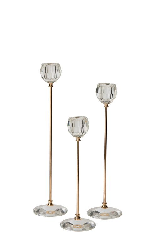 J-Line Kandelaars - kristal - transparant - set van 3