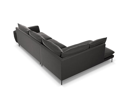 Cosmopolitan Design linker hoekbank Vienna 6-zits, flueel, donkergrijs - 185x275x95cm