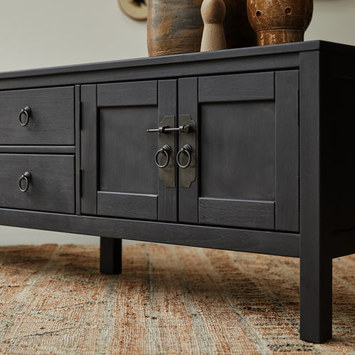 Tikamoon Massief grenen tv-meubel 170 cm - Zwart - vtwonen shop