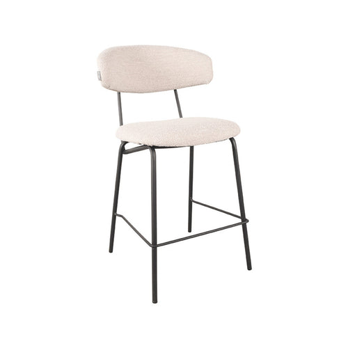 LABEL51 Barstoel Zack - Naturel Bouclé - Zithoogte 65cm - Set van 2