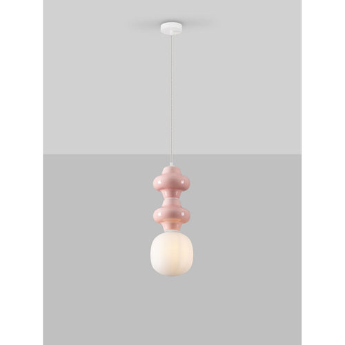 Nova Luce CLIO Slanke hanglamp voor aan het plafond, roze, mat wit, E14 fitting, 1x5W