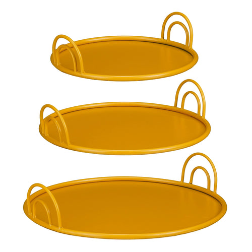 Mica Decorations Dienblad met Handgrepen - Set van 3 - Decoratie Woonkamer - Ook leuk als Kaarsenplateau, Onderzetter of Plantenonderzetter - IJzer -