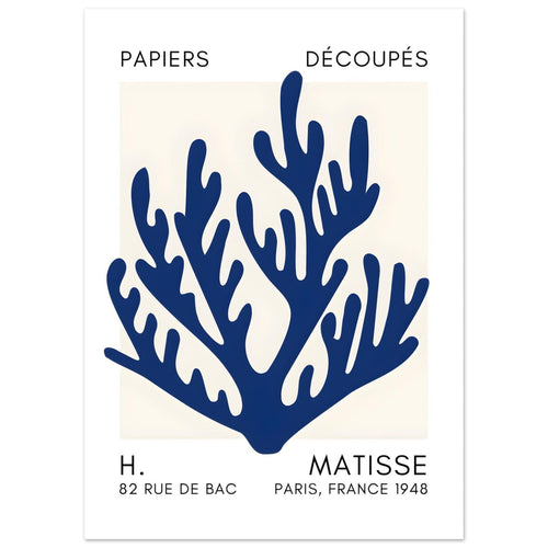 Artfulprints  Matisse – Coral harmony navy blue II   poster 50x70 cm