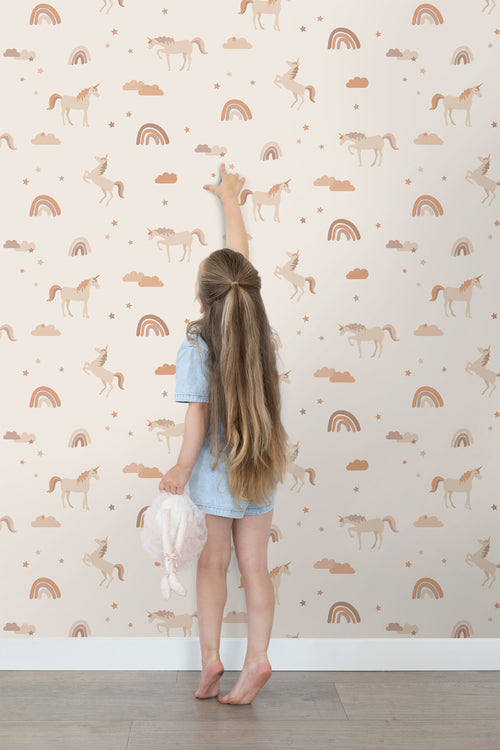 ESTAhome behang unicorns beige en licht terracotta - 53 cm x 10.05 m - 131435