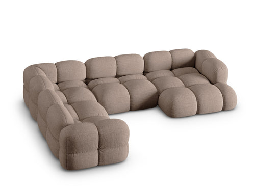 Cosmopolitan Design Panoramische hoekbank links Loretto 5-zits, structurele stof cappuccino - 250x345x68cm