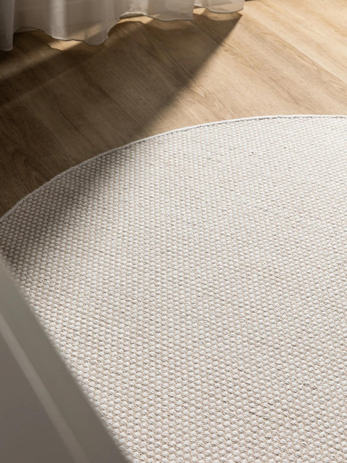 benuta katoenen vloerkleed Ron - wit - ø 120 cm