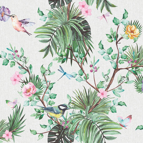 Sanders & Sanders behang tropische jungle bladeren en paradijsvogels groen - 53 cm x 10 m - 640001