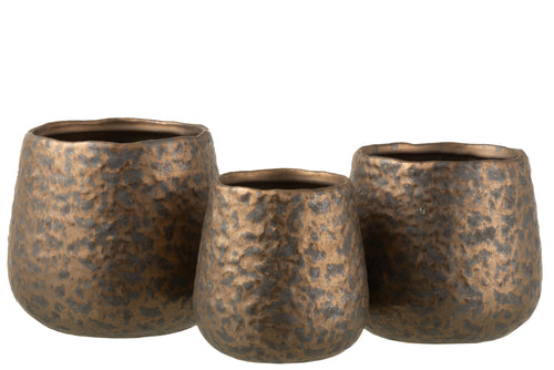 J-Line bloempot Spikkel Rond - keramiek - koper - large - Ø 16 cm - vtwonen shop