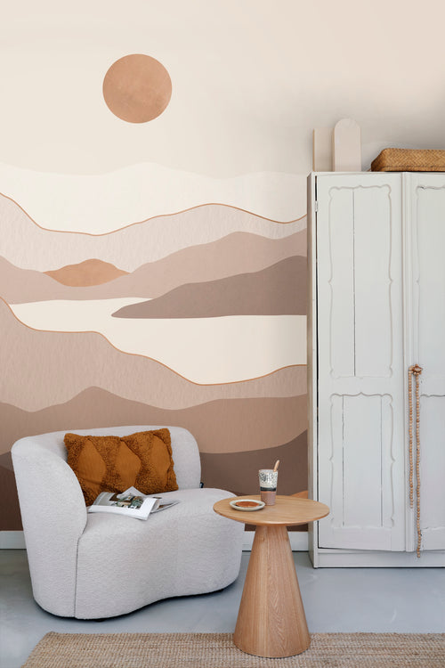 ESTAhome fotobehang woestijn landschap bruin en terracotta - 250 x 279 cm - 159475 - vtwonen shop