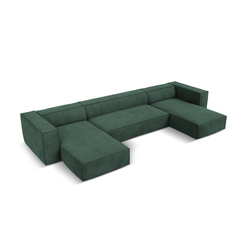 Cosmopolitan Design - Panoramische bank Turin 6-zits, structurele stof groente - 173x375x68cm