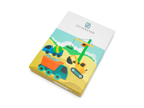 Zilverstad - Kindercouvert Bouwvoertuigen - 4 delig - RVS