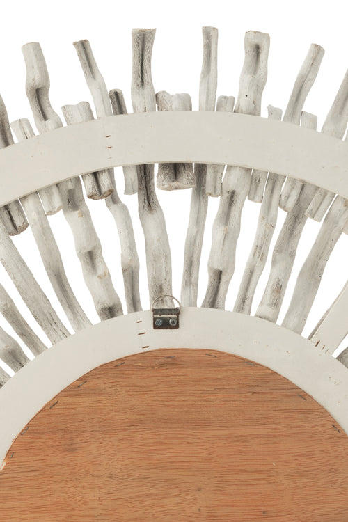 J-Line spiegel Rond Zon - hout - wit - Ø 100 cm - vtwonen shop