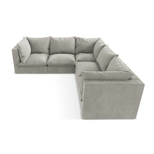 LaMiaSofa Modulaire hoekbank Ravenna - textuurstof - lichtgrijs - 255x255x77