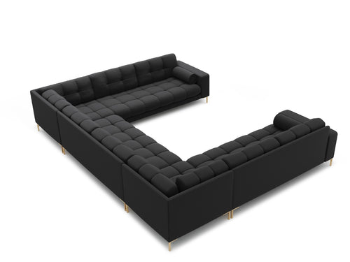 Cosmopolitan Design Panoramische bank Bali 9-zits, structurele stof, donkergrijs - 256x327x75cm