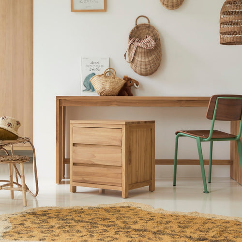 Tikamoon Kinderbureau van massief teak met opbergkastje - Naturel - vtwonen shop