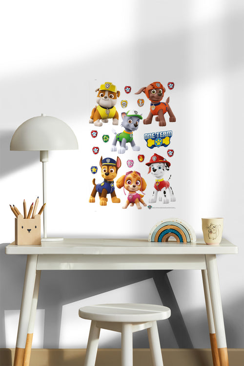 Sanders & Sanders muursticker PAW patrol bruin, rood en geel - 65 x 42.5 cm - 600116