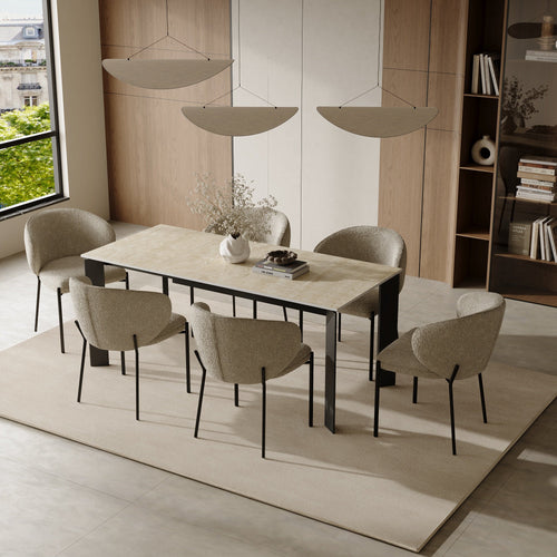 Sia Home - Uitschuifbare tafels LINEA - Keramiek - Zwart - 190cm