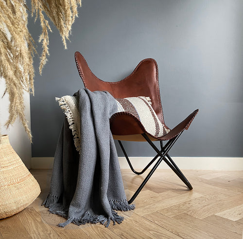 Malagoon plaid - agaatgrijs - 127x152cm 100% katoen