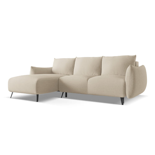 LaMiaSofa hoekbank links Genova - chenille stof - donkerbeige - 242x162x86