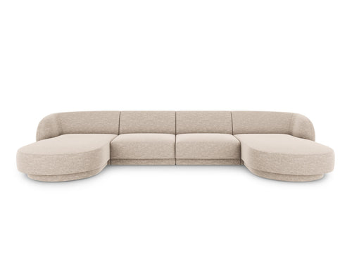 Micadoni Panoramische bank Miley 5-zits, chenille, beige - 156x330x70cm