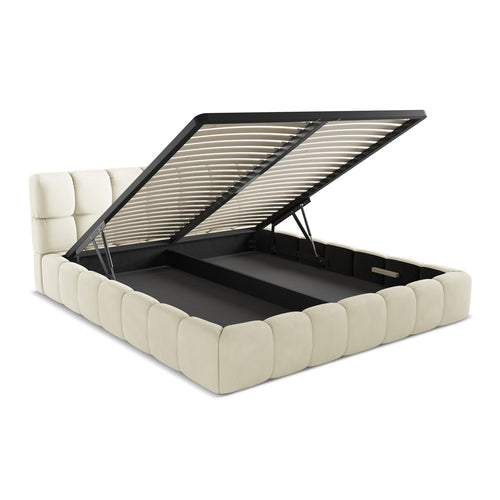 LaMiaSofa Bed met opbergruimte Roma - chenille stof - beige - 200x228x82
