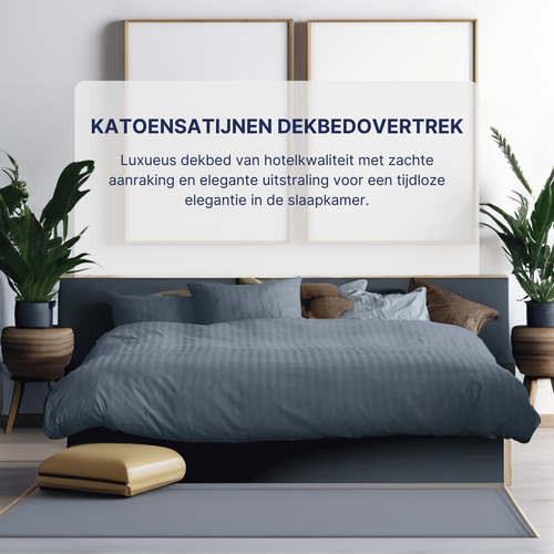 Ten Cate dekbedovertrek - 100% katoensatijn - 140x200/220 - donkerblauw