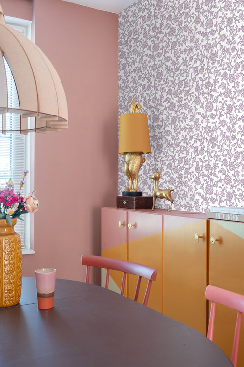 ESTAhome behang vintage bloemen lila paars - 50 x 900 cm - 131521 - vtwonen shop