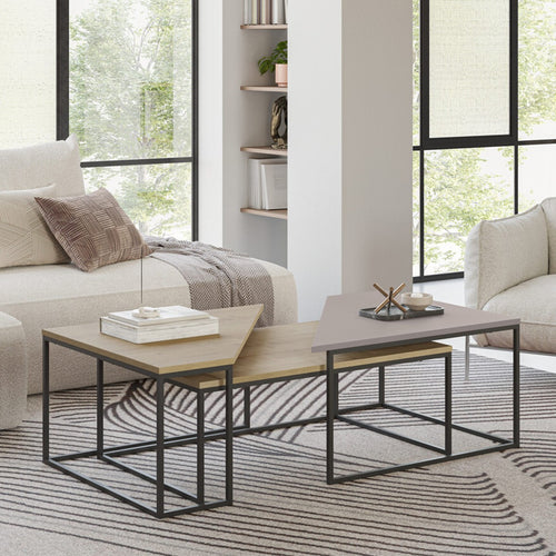 Calicosy - TITAN Set van 3 nesttafels - Zwart - 70x110x42 cm