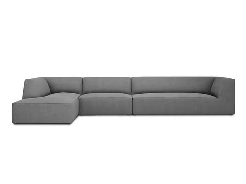 Micadoni linker hoekbank Ruby 5-zits, structurele stof, grijs - 180x366x69cm