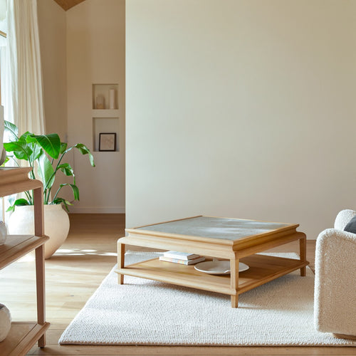 Tikamoon Vierkante salontafel van massief teak - Naturel - vtwonen shop