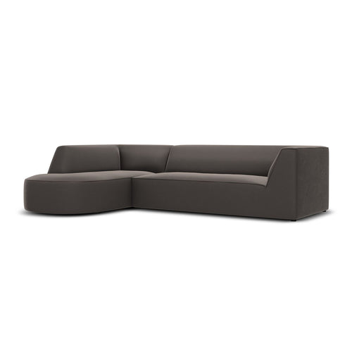 Cosmopolitan Design - Modulaire hoekbank links Siena 4-zits, flueel donkergrijs - 180x273x69cm