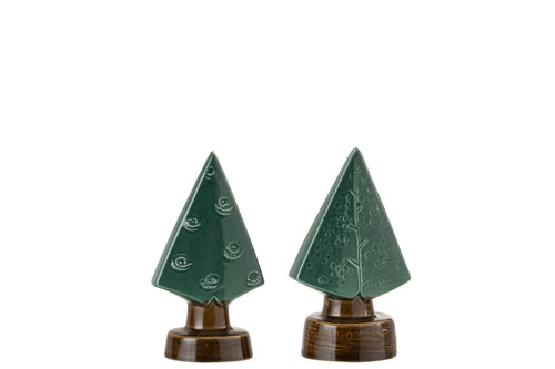 J-Line decoratie Kerstboom - porselein - groen - small - 2 stuks - vtwonen shop