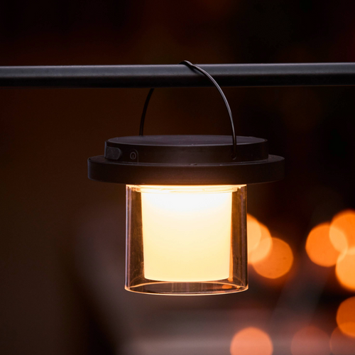 Lighto | Tafellamp zwart met rookglas solar voor buiten | Dimbaar | Oplaadbaar | Werkt op zonne-energie