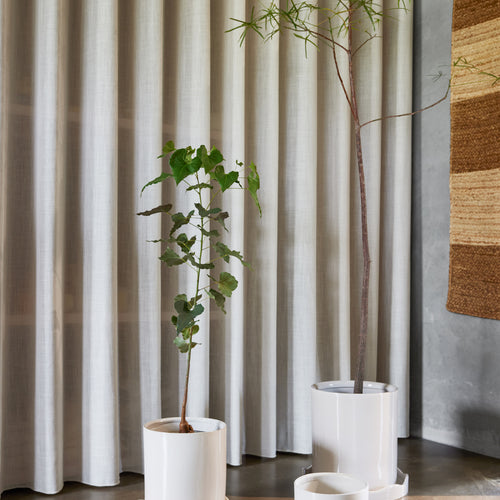 OYOY Bloempot Nami met schotel 16,5 x 16,5 x 18 cm – Geel steengoed
