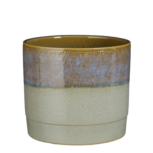 Mica Decorations Olof Bloempot - H20 x Ø22 cm - Terracotta - Donkerblauw