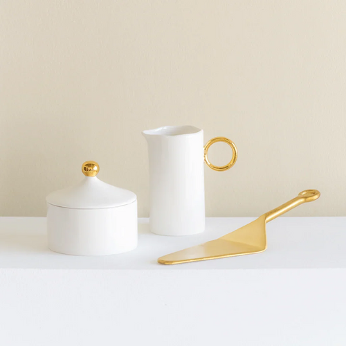 Urban Nature Culture Good Morning suikerpot - White + gold -9,5x9cm