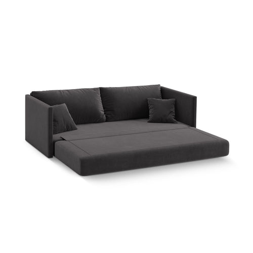 Cosmopolitan Design - Converteerbare bank Shannon 3-zits, flueel donkergrijs - 94x209x87cm