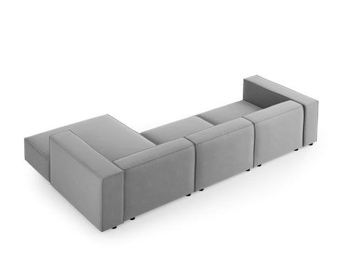 Cosmopolitan Design rechter hoekbank Arendal 4-zits, flueel, lichtgrijs - 166x284x70cm