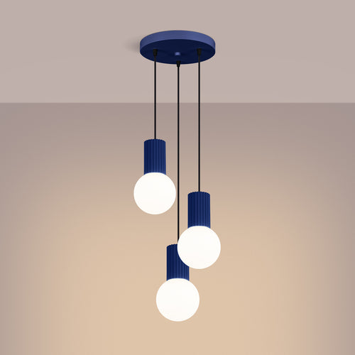 Sollux Lighting Hanglamp HALO 3P ultramarijn - 25x25x125cm